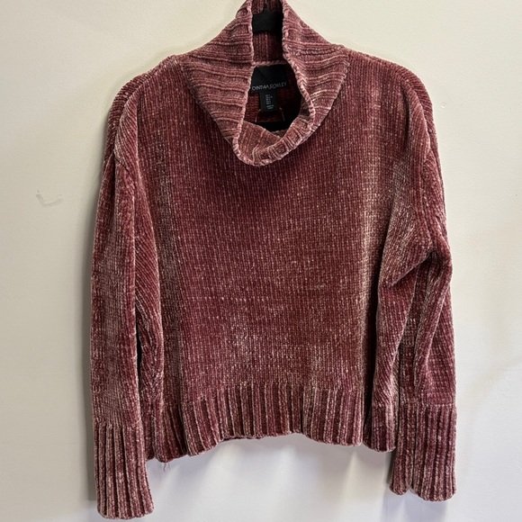 Cynthia Rowley Velvet Cowl Neck Sweater - Dusty Rose/ Size Large NWOT - Picture 1 of 10